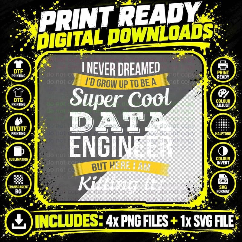 Data Engineer T Funny Gift T-Shirt Png SVG Digital Bundle