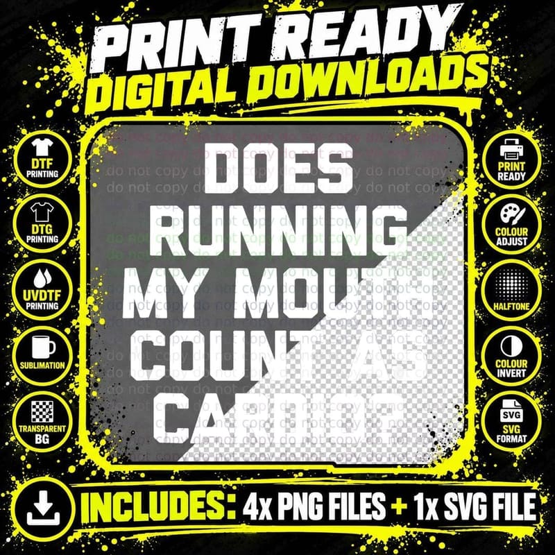 Does Running My Mouth Count as Cardio Funny Saying Top Png SVG Digital Bundle