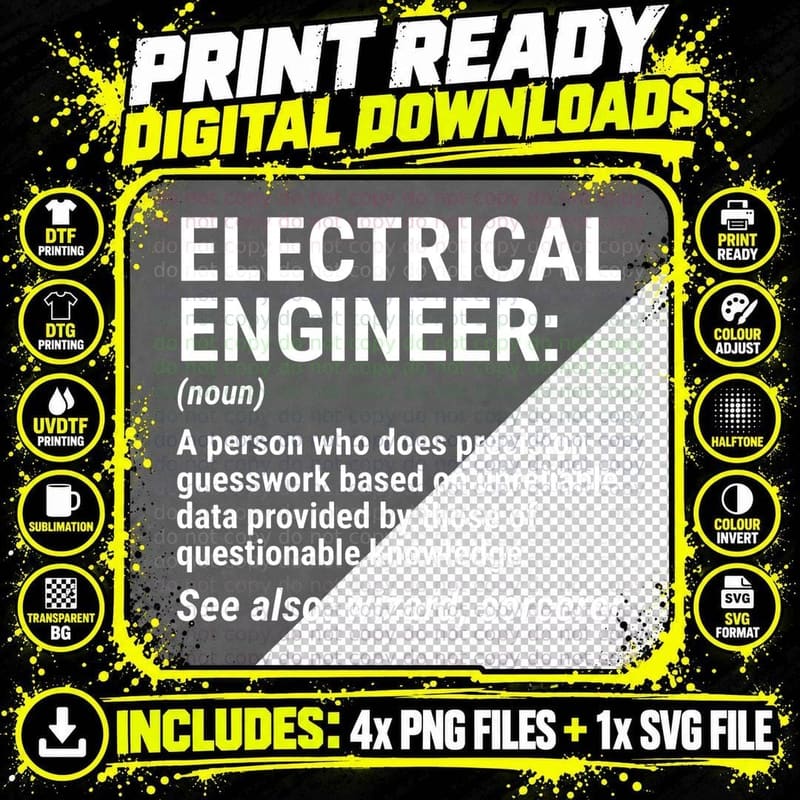 Electrical Engineer Definition Funny Engineering T-Shirt Png SVG Digital Bundle