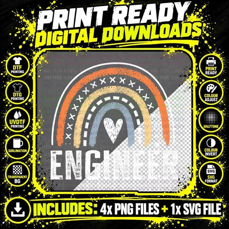 Engineer Gifts for Women Funny Rainbow Engineering STEM Png SVG Digital Bundle