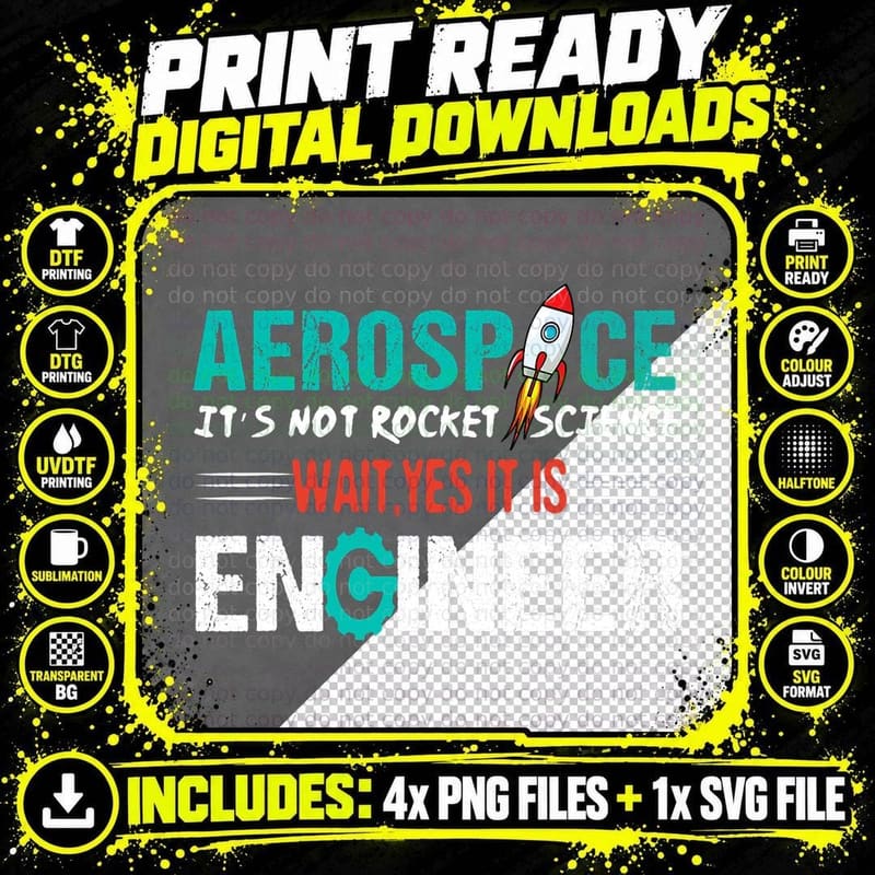 Funny Aerospace Engineer Graphics Rocket Science Png SVG Digital Bundle
