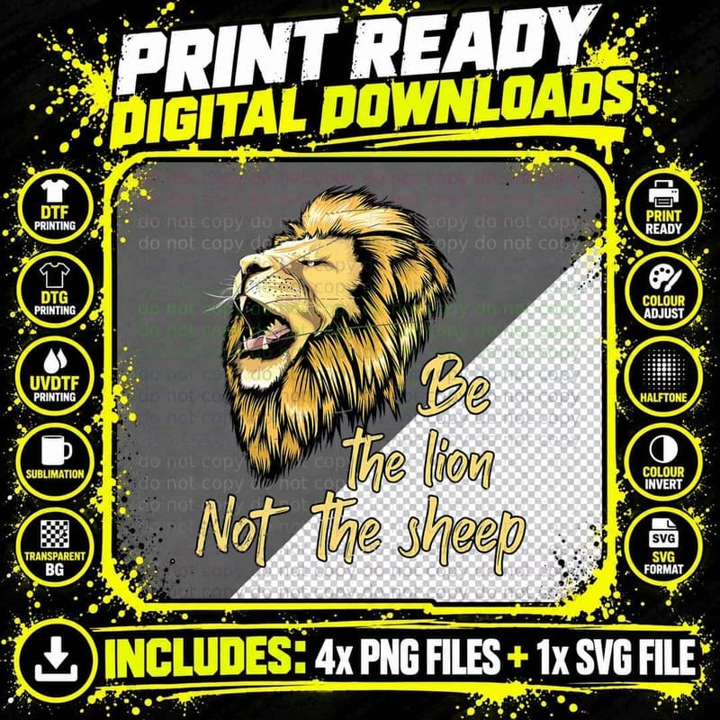 Funny Be the Lion Not the Sheep Zoo Keeper Gift Lion Png SVG Digital Bundle