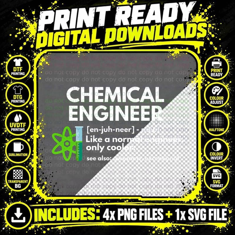 Funny Chemical Engineer Definition Engineering T-Shirt Png SVG Digital Bundle