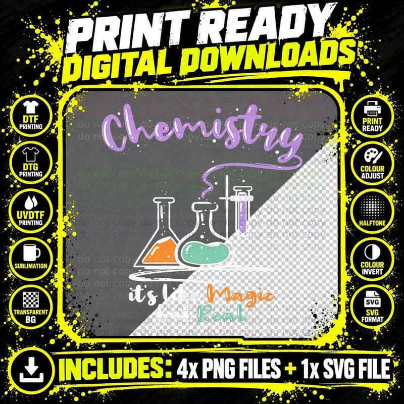 Funny Chemistry It's Like Magic Natural Science Chemist Png SVG Digital Bundle