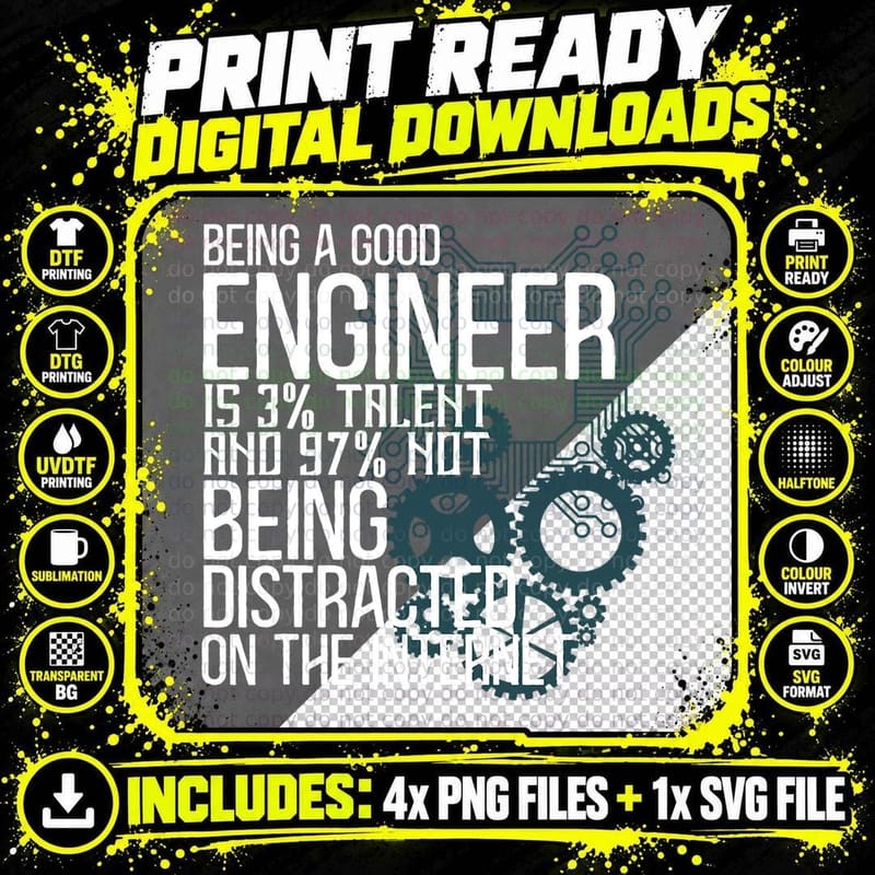 Funny Engineer Art Men Women Computer Software Png SVG Digital Bundle