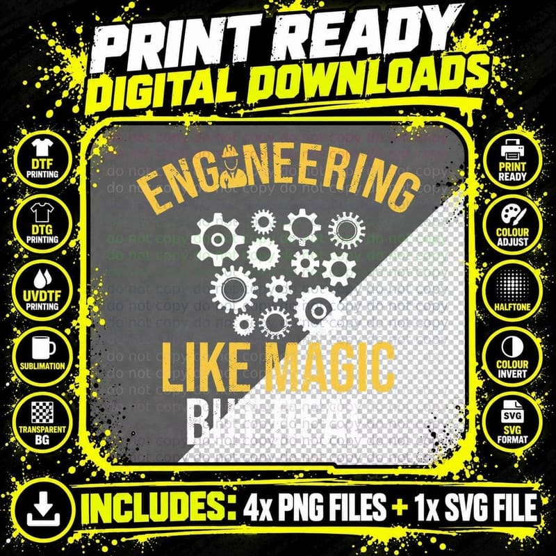 Funny Engineering Like Magic but Real Civil Engineer Png SVG Digital Bundle