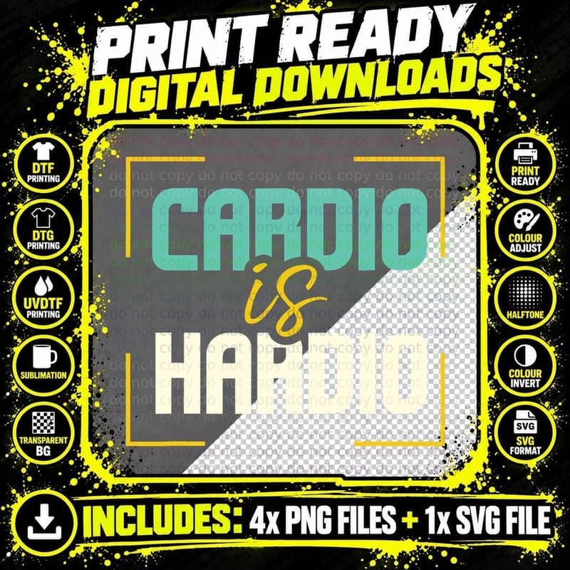 Funny Exercise Quote I Jogging I Running I Cardio Is Png SVG Digital Bundle