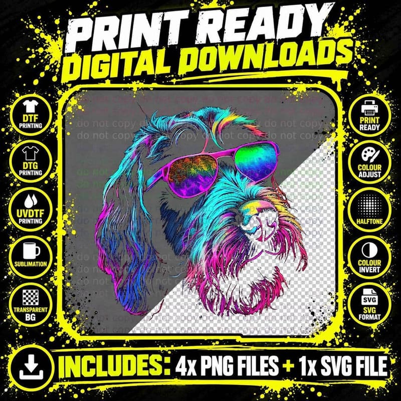 Funny German Wirehaired Pointer Owner Vaporwave Png SVG Digital Bundle