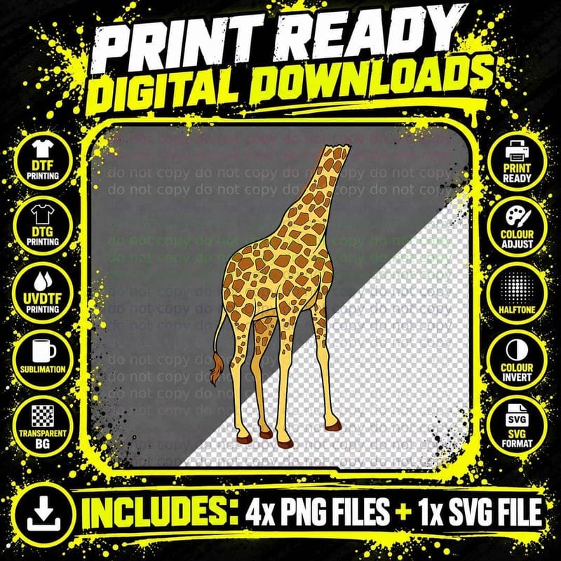 Funny Giraffe Costume Zoo Animal Wildlife T-Shirt Png SVG Digital Bundle