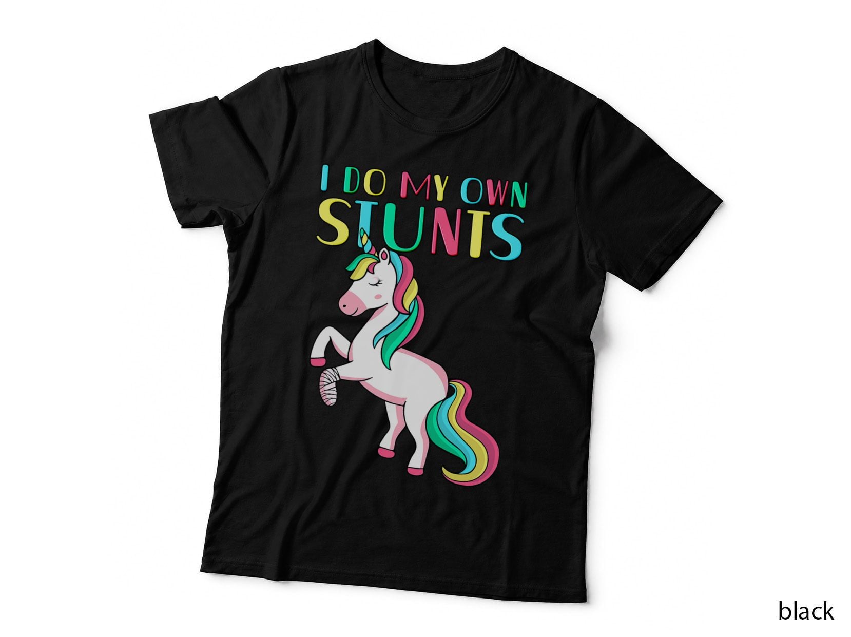 Funny I Do My Own Stunts Broken Arm Cute Magical Unicorn T-Shirt