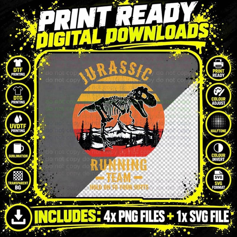 Funny Jurassic Running Team Hold onto Your Butts Runner Png SVG Digital Bundle