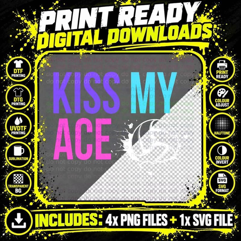 Funny Kiss My Ace Volleyball Pun for Players on Gameday Png SVG Digital Bundle