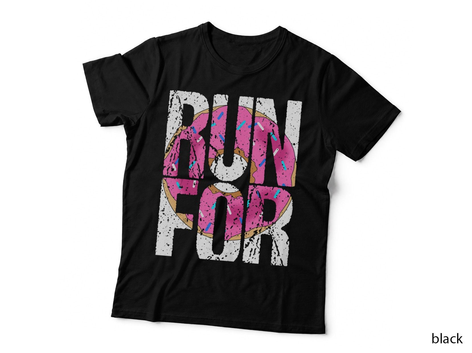 Funny Marathon Run Donut Running Workout Fitness Sport Gift T-Shirt