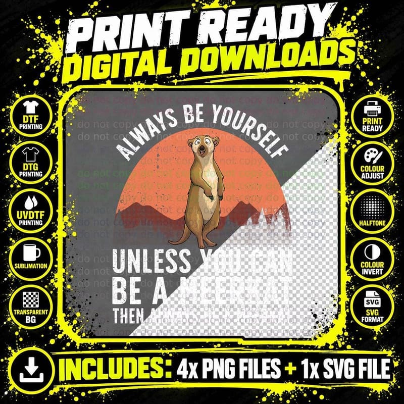 Funny Meerkat for Men Women Zoo Animal Ferret Meerkat Png SVG Digital Bundle