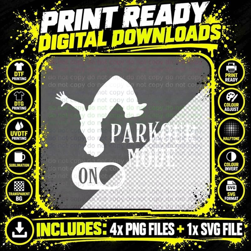 Funny Parkour Mode on Free Running Parkour T-Shirt Png SVG Digital Bundle