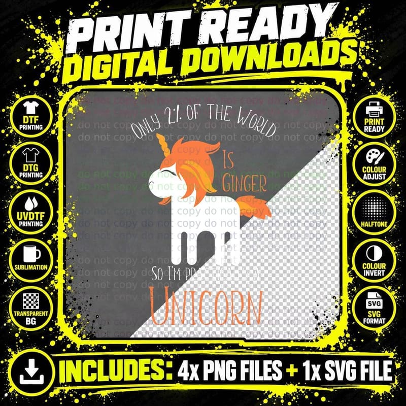 Funny Redheads Tshirt for Women and Kids Ginger Unicorn Png SVG Digital Bundle