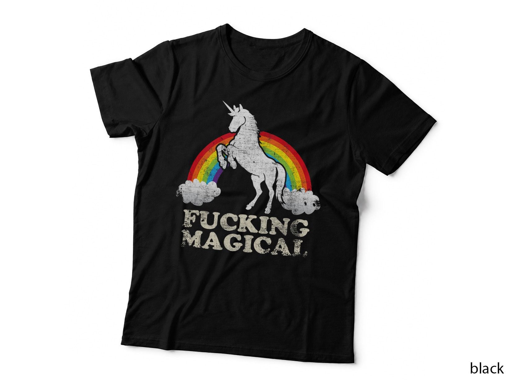 Funny Retro Adult Humour Fucking Magical Unicorn Rainbow T-Shirt