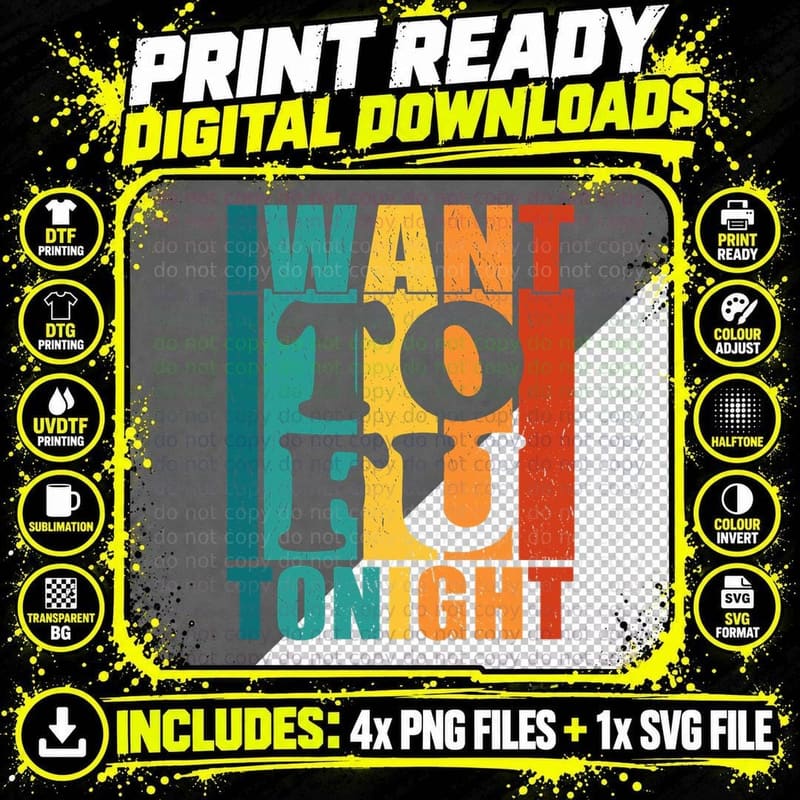 Funny Saying I Want Tofu Tonight Vintage Retro Vegan Png SVG Digital Bundle