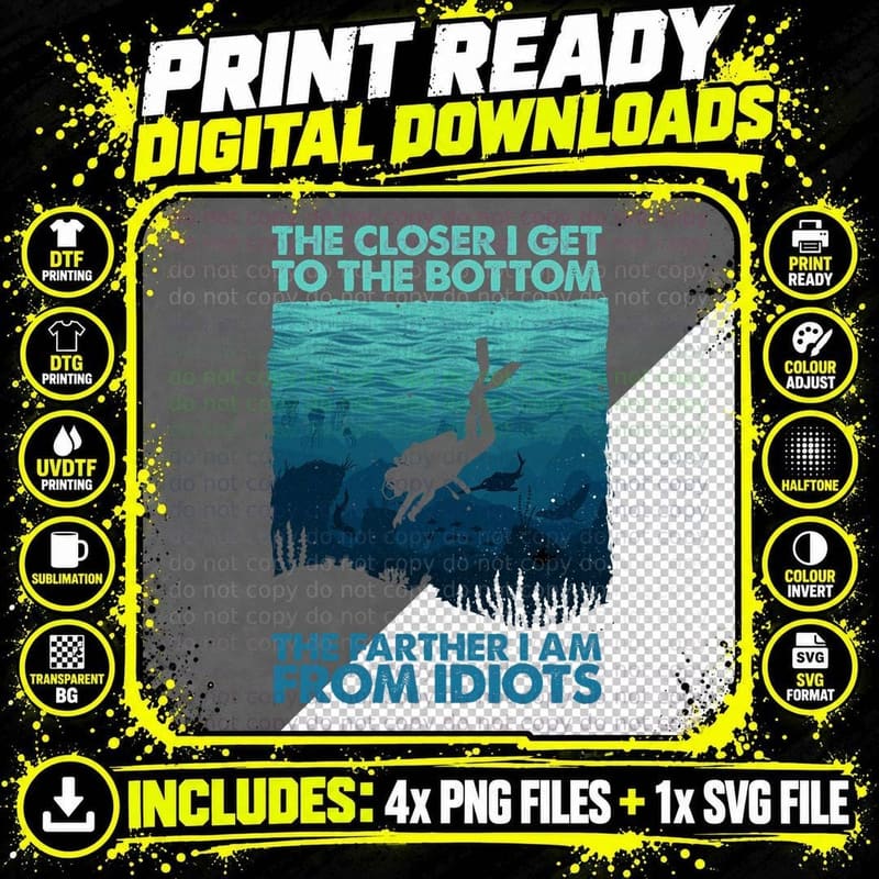 Funny Scuba Diving Themed Design for Men Women Scuba Png SVG Digital Bundle