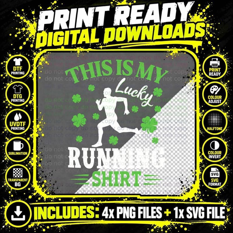 Funny Shamrock St Patricks Day Running Team St Paddys Png SVG Digital Bundle