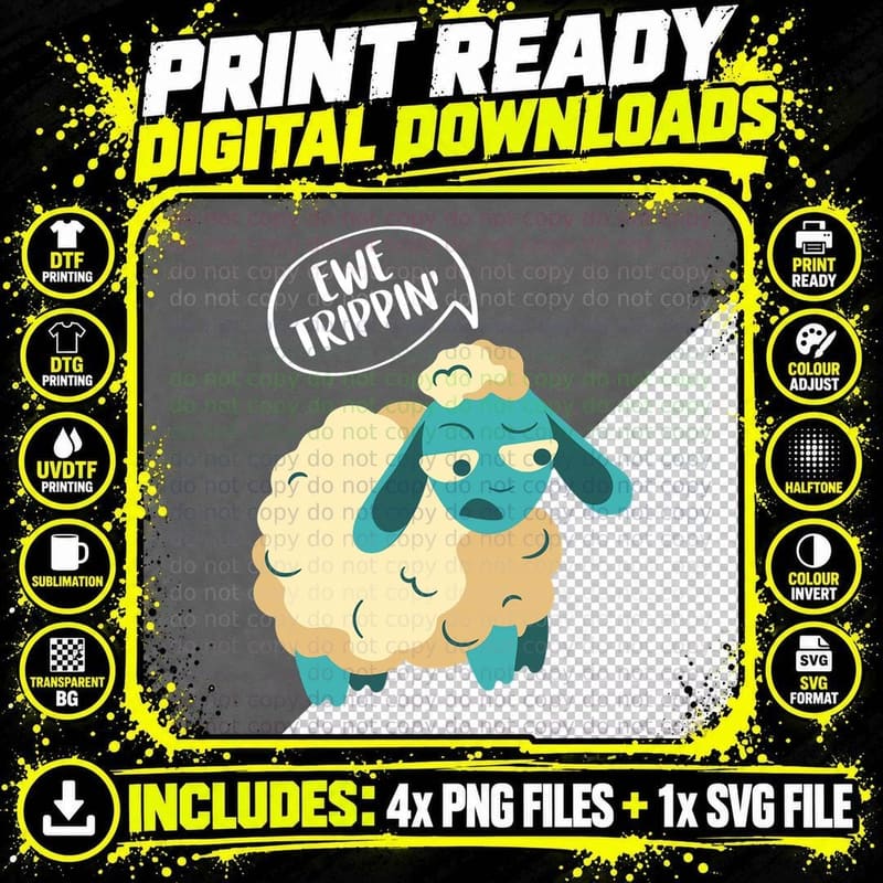 Funny Sheep Ewe Farm Animals Sheep Animals Lover Zoo Png SVG Digital Bundle