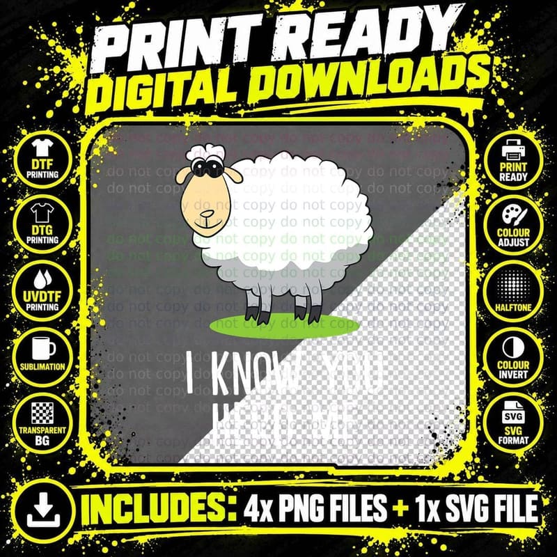 Funny Sheep I Know You Herd Me Cute Sheep Lover Gift Png SVG Digital Bundle