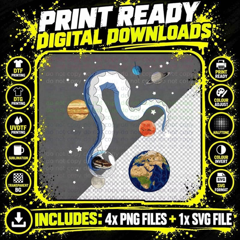 Funny Snake Astronaut in Space Ball Python T-Shirt Png SVG Digital Bundle