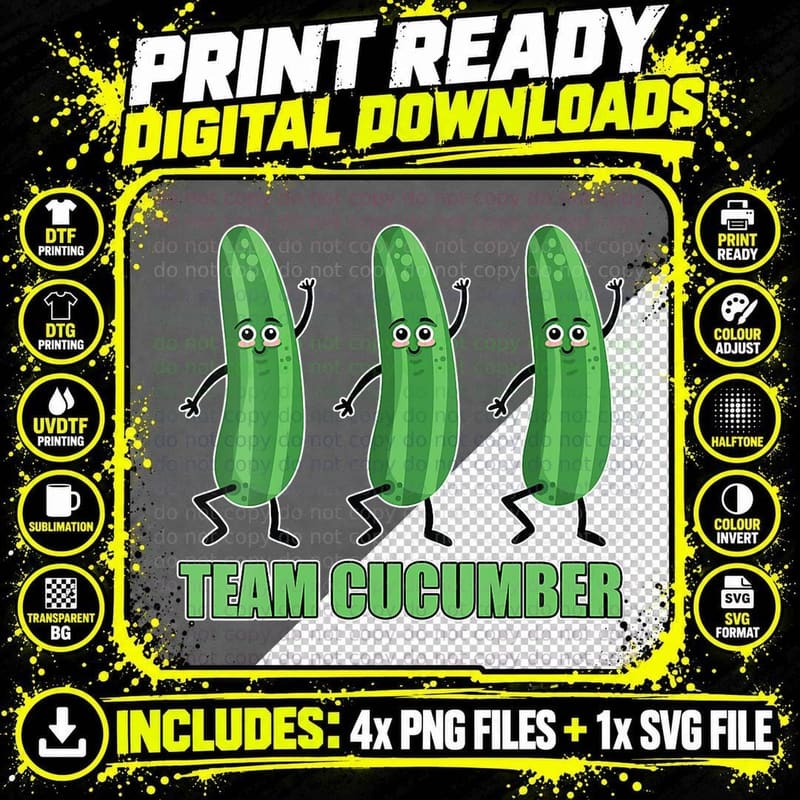 Funny Team Cucumber Apparel Vegan Love Gardening Png SVG Digital Bundle