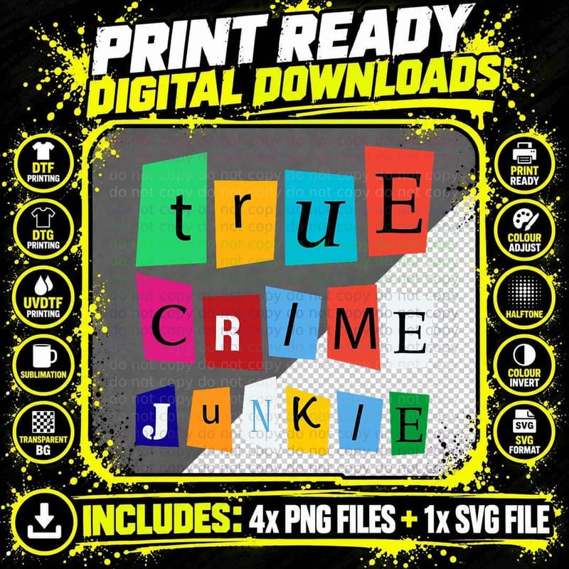 Funny True Crime Shows Podcasts True Crime Junkie Gift Png SVG Digital Bundle