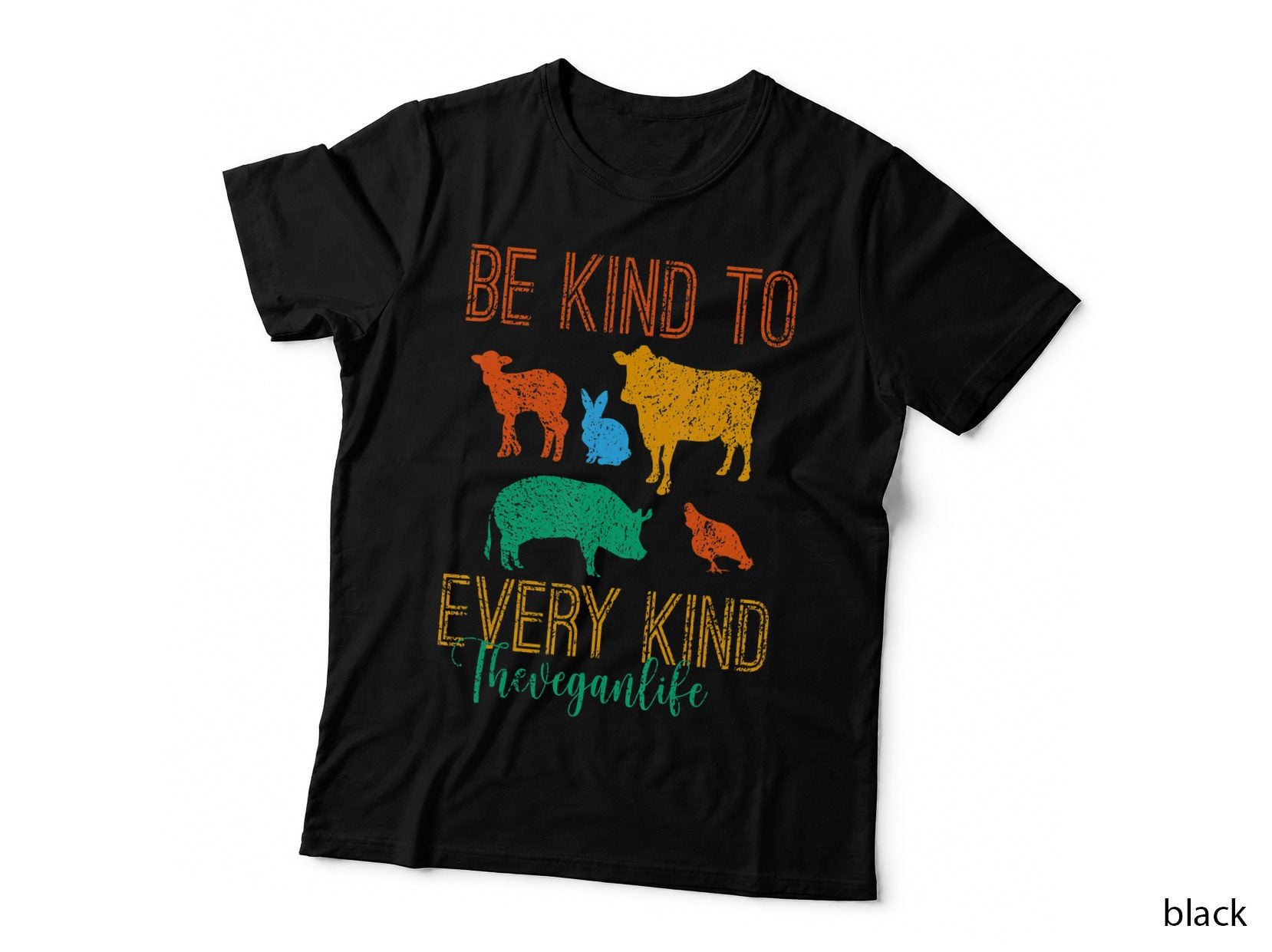 Funny Vegetarian Kind to Every Kind Retro 70s Animal Rights T-Shirt