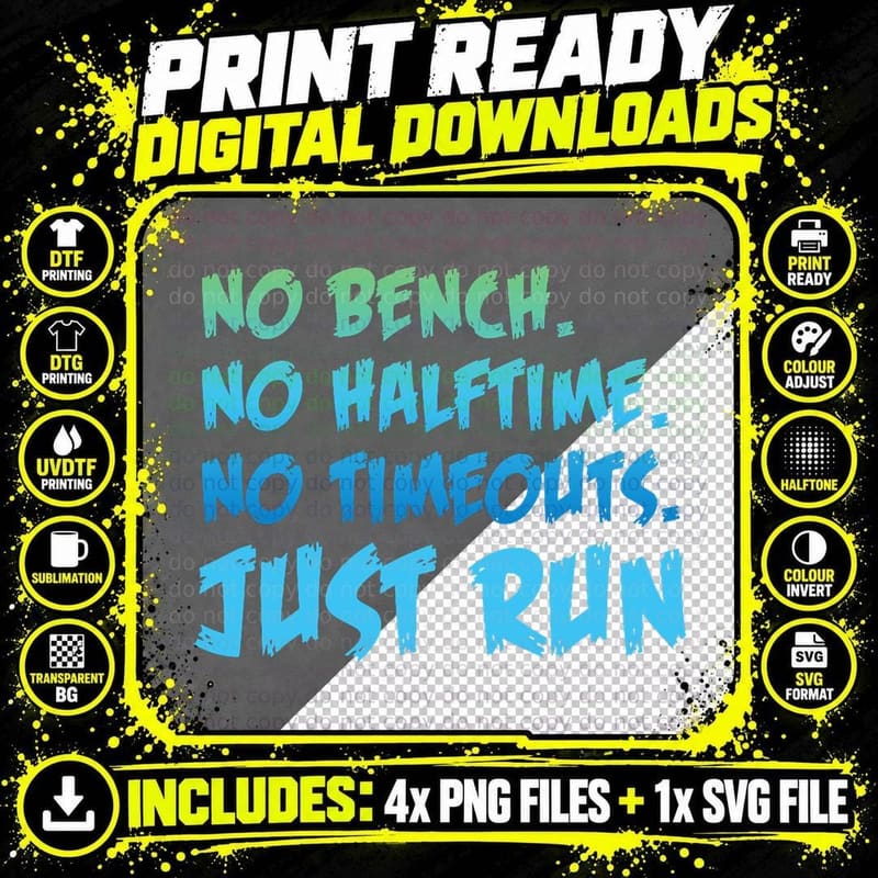 Funny XC Cross Country Running Gift No Bench No Halftime Png SVG Digital Bundle