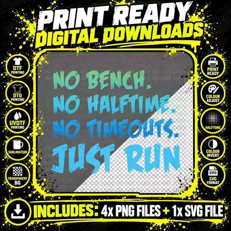 Funny XC Cross Country Running Gift No Bench No Halftime Png SVG Digital Bundle