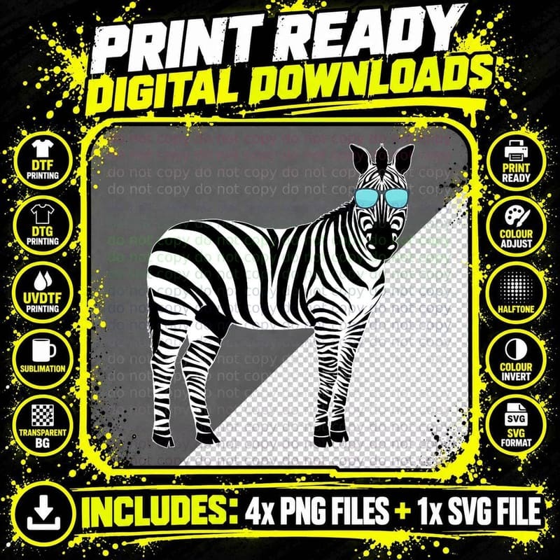 Funny Zoo Animal Africa Kids Gift Zebra T-Shirt Png SVG Digital Bundle