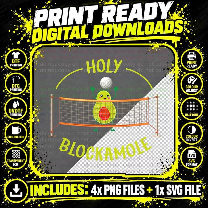 Funny and Cool Volleyball Tshirt Holy Blockamole Design Png SVG Digital Bundle