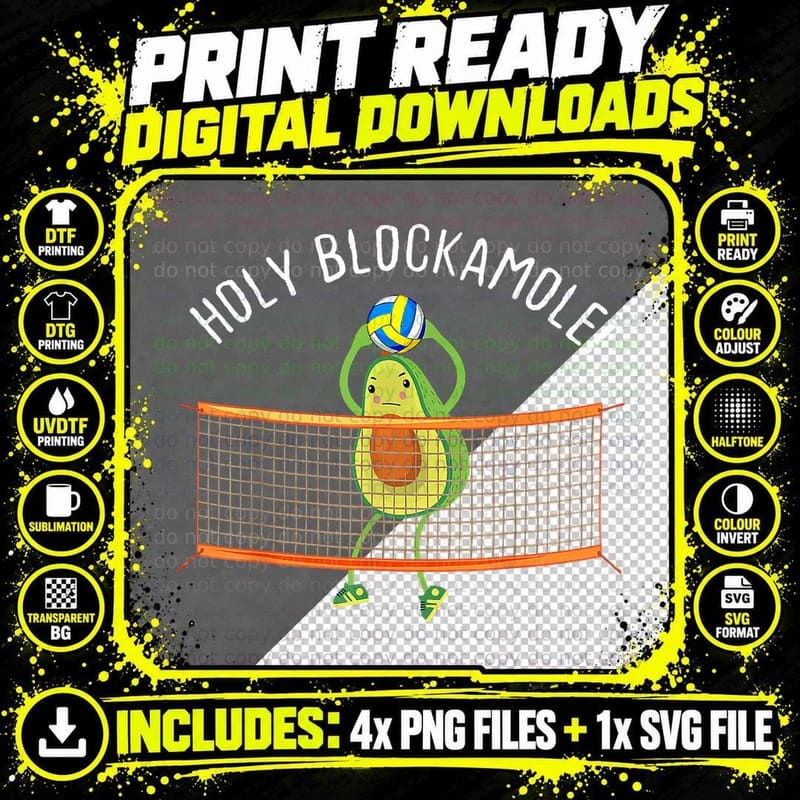 Holy Blockamole Volleyball Cute Funny Men Women Outfit Png SVG Digital Bundle