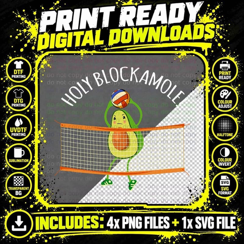 Holy Blockamole Volleyball Funny T-Shirt Png SVG Digital Bundle