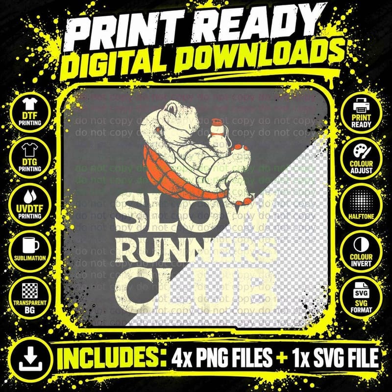 Humorous Slow Turtle Runners Club - Cool Race Funny Png SVG Digital Bundle