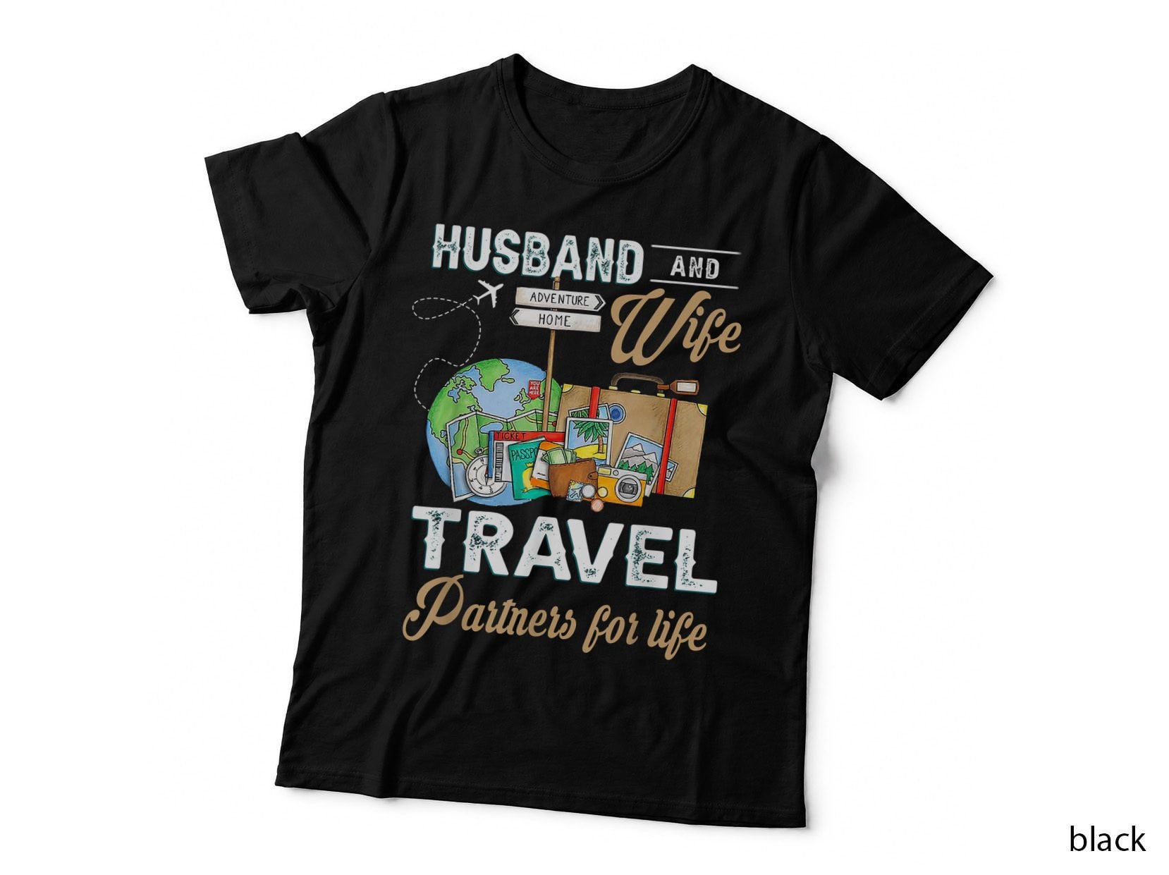 Husband and Wife Travel Partners for Life Funny Couple T-Shirt