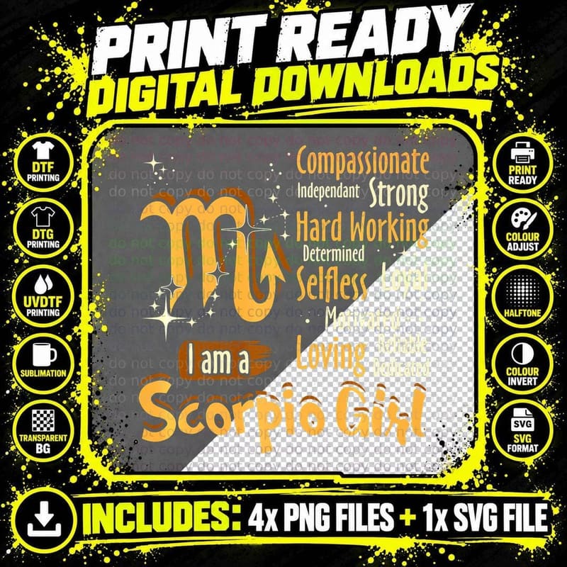I Am a Scorpio Girl Zodiac Sign Women Funny T-Shirt Png SVG Digital Bundle