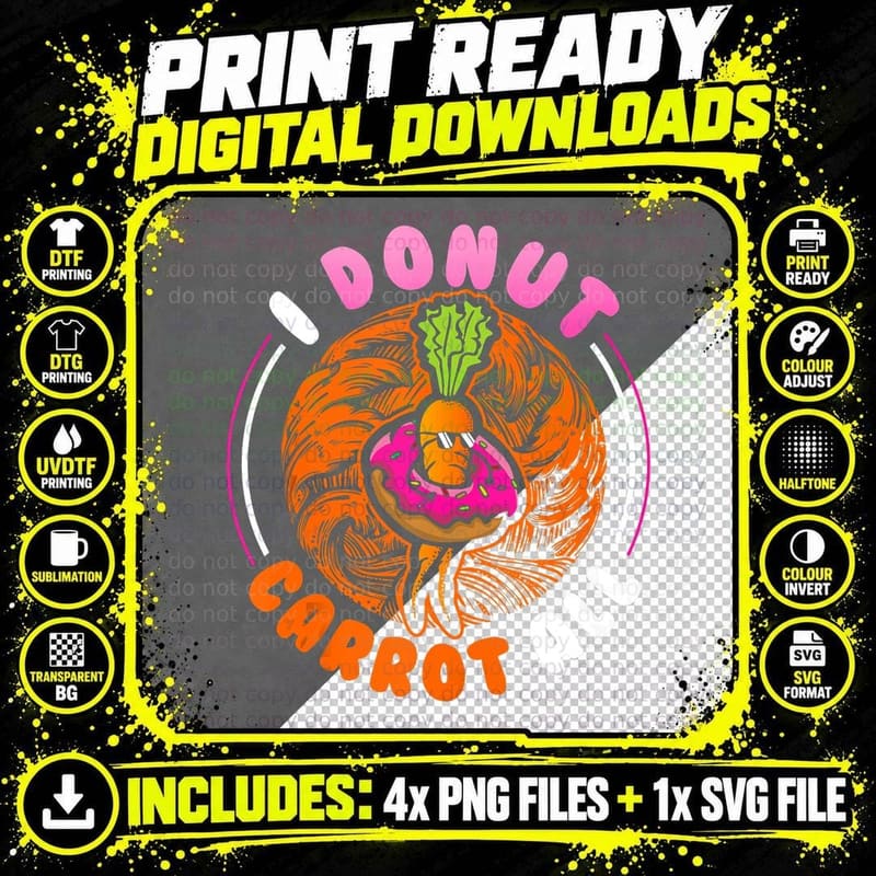 I Donut Carrot All Funny Vegetarian Humorous Vegan Top Png SVG Digital Bundle