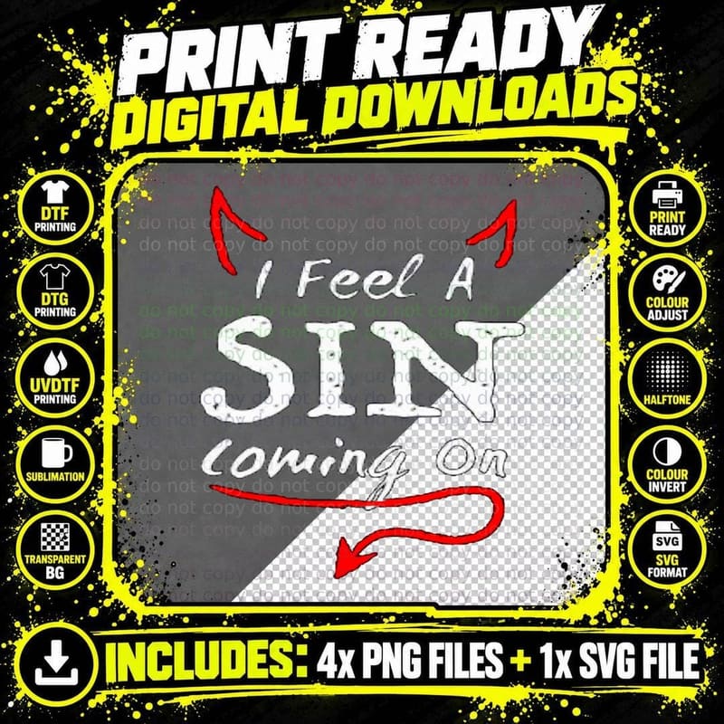 I Feel a Sin Coming on Funny Valentines Day Couples Png SVG Digital Bundle