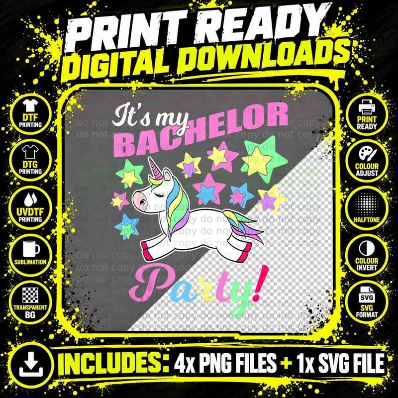 Its My Bachelor Party Unicorn Funny Marriage Party Shirt Png SVG Digital Bundle