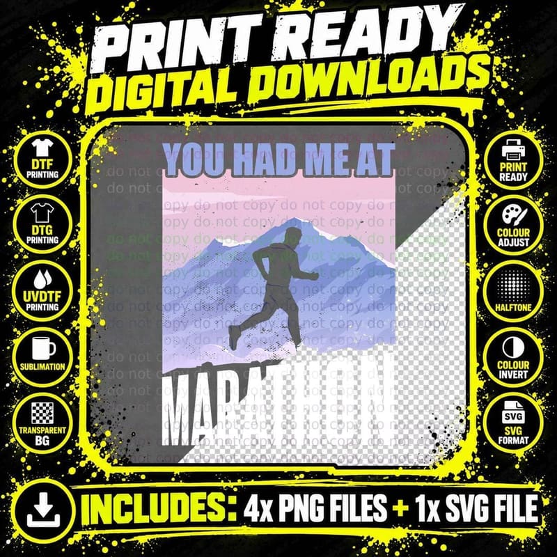 Marathon Funny You Had Me at Marathon Running T-Shirt Png SVG Digital Bundle