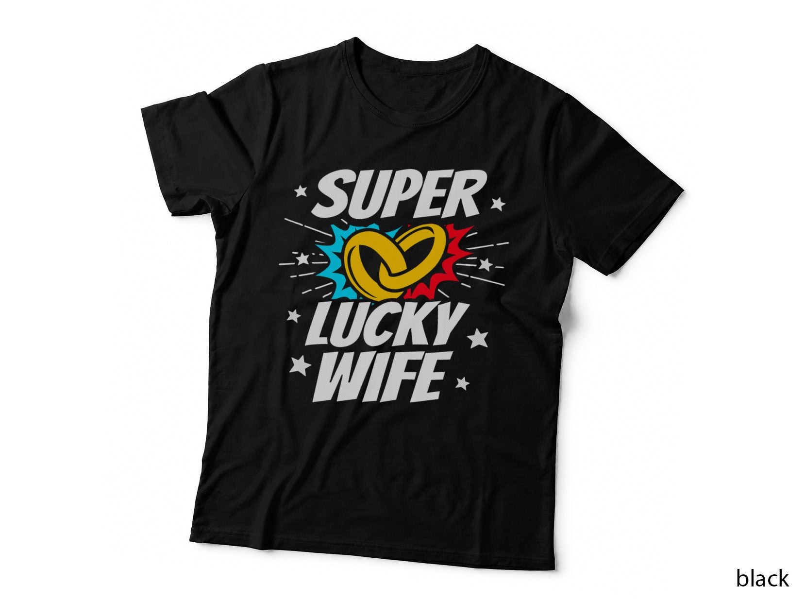 Married Couple - Lucky Wife - Funny Wedding Anniversary T-Shirt