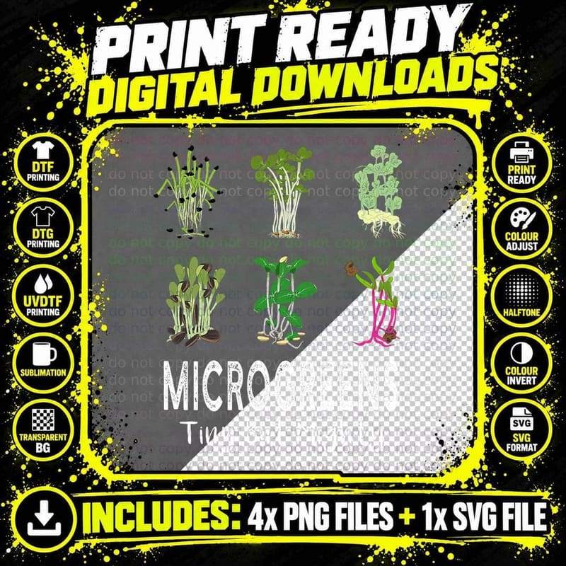 Microgreens Sprouts Vegan Funny Tiny but Mighty T-Shirt Png SVG Digital Bundle