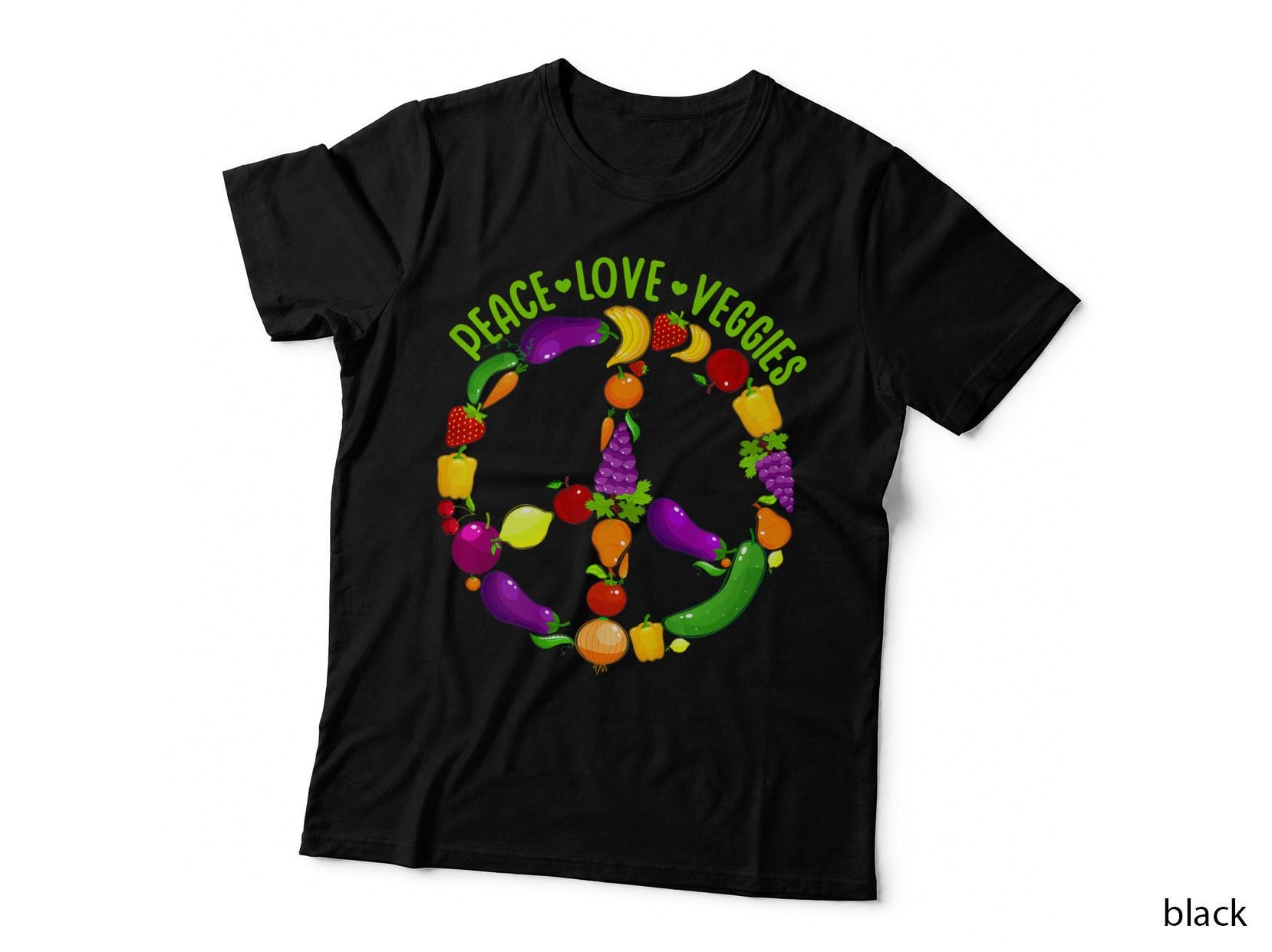 Peace Love Veggies Vegetables Funny Peace Sign Vegetarian T-Shirt