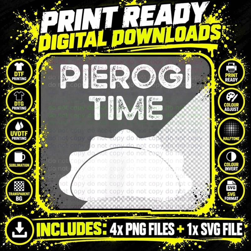 Pierogi Time Funny Polish Food Dumplings Poland Culture Png SVG Digital Bundle