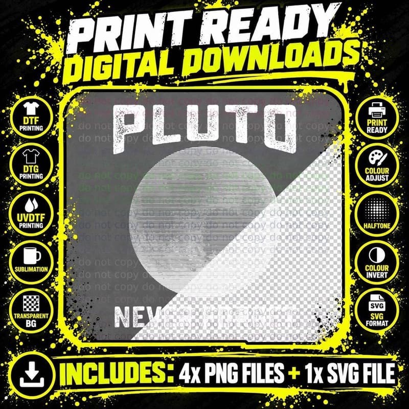 Pluto Never Forget Funny Science Gifts T-Shirt Png SVG Digital Bundle