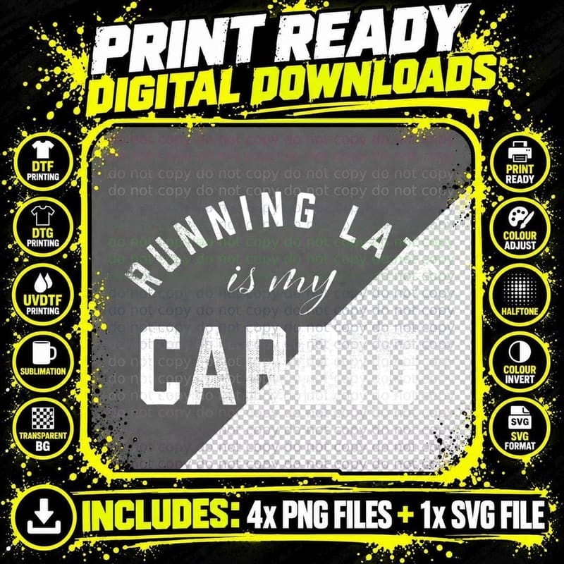 Retro Running Late Is My Cardio Funny Exercise Workout Png SVG Digital Bundle