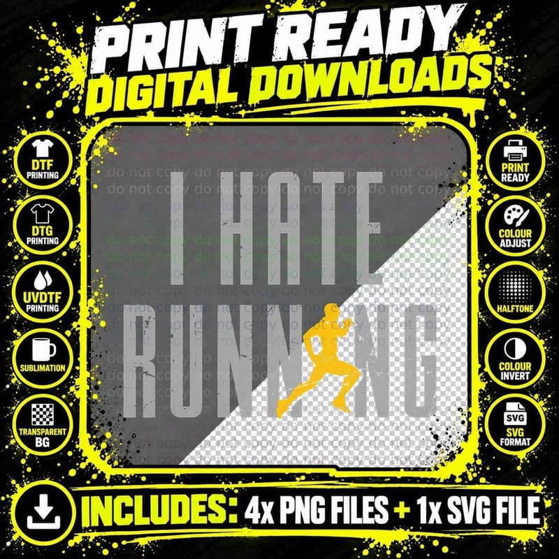 Running Lover Funny Runner Run I Hate Running T-Shirt Png SVG Digital Bundle
